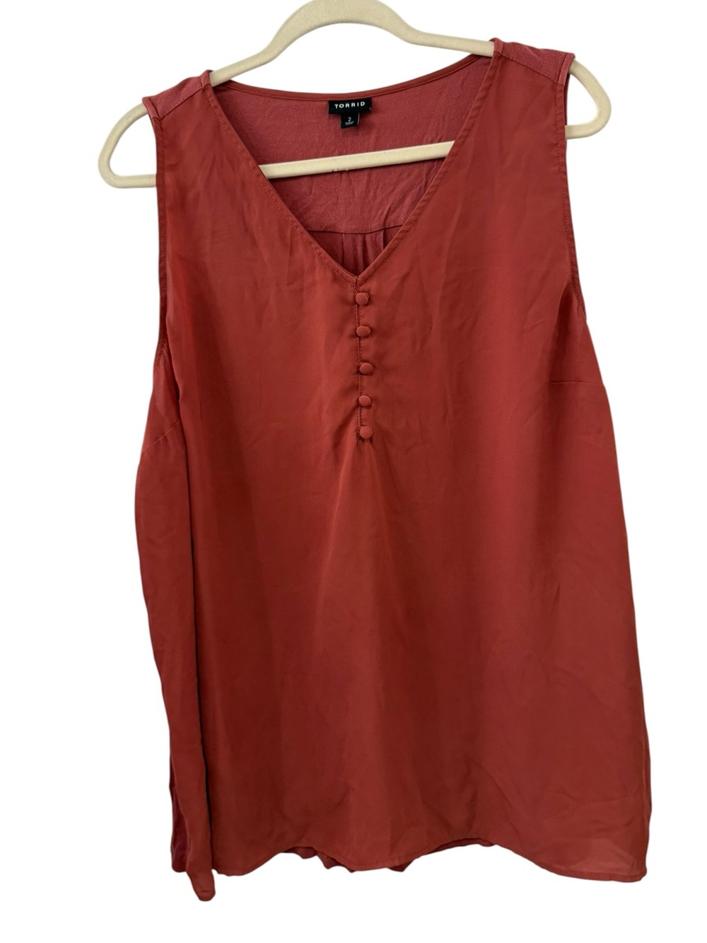 Torrid 2X Rust Button Front Sleeveless Blouse Flowy Tank Top